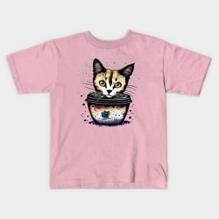 little cat in coffee color Kids T-Shirt